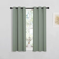 NICETOWN Bedroom Curtain Panels Blackout Draperies, 1 Pair, 29 by 40 inches, Greyish Green, Thermal Insulated Solid Grommet Blackout Curtains/Drapes for Small Window