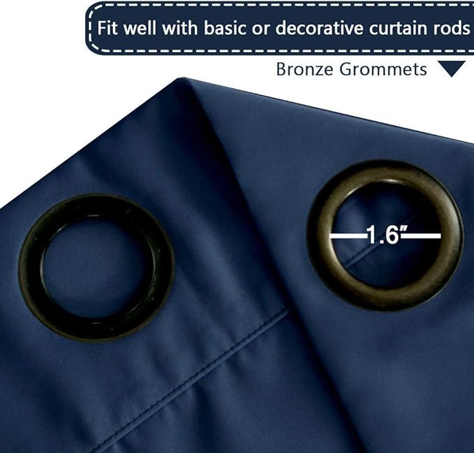 H.VERSAILTEX Blackout Patio Curtains 100 x 96 Inches for Sliding Door Extral Wide Blackout Curtain Panels Thermal Insulated Room Divider - Grommet Top, 8' Tall by 8.5' Wide - Navy Blue