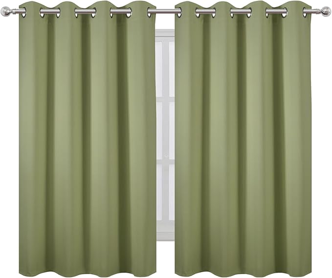 LEMOMO Sage Green Thermal Blackout Curtains/52 x 54 Inch/Set of 2 Panels Room Darkening Curtains for Bedroom