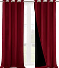NICETOWN Truly Blackout Drapes for Living Room, Heavy-Duty Full Light Shading Curtain Set with Black Liner Backing for Villa/Hall/Dorm Window（Burgundy Red, Set of 2, 55 inches Wide x 96 inches Long