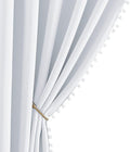 NICETOWN Pom Poms Trimming Blackout Curtains, Farmhouse Blackout Window Curtains Set of 2 Panels, Thick Thermal Insulated Vertical Drapes for Girls Boys Room Playroom, Greyish White, W52 x L84 inch