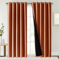 NICETOWN 100% Blackout Window Curtain Panels, Cold and Full Light Blocking Drapes with Black Liner for Nursery, 84" Drop Thermal Insulated Draperies (Burnt Orange, 2 Pieces, 70" Wide Each Panel)
