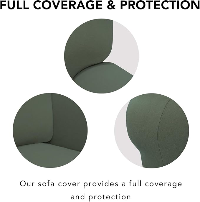PureFit Super Stretch Sofa Slipcover – Spandex Non Slip Soft Couch Sofa Cover, Washable Furniture Protector with Non Skid Foam and Elastic Bottom for Kids, Pets (Oversized, Greyish Green)