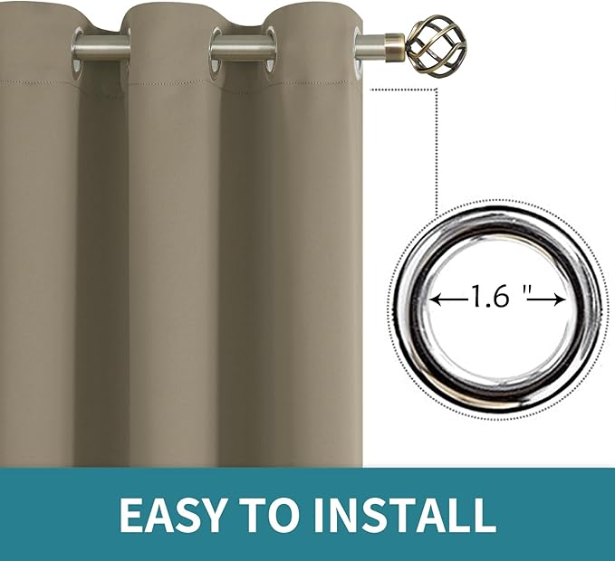 BGment Room Darkening Curtains 63 Inches Long - Grommet Thermal Insulated Drapes Window Treatment Curtains for Bedroom, 2 Panels, 70 x 63 Inch, Cocoa