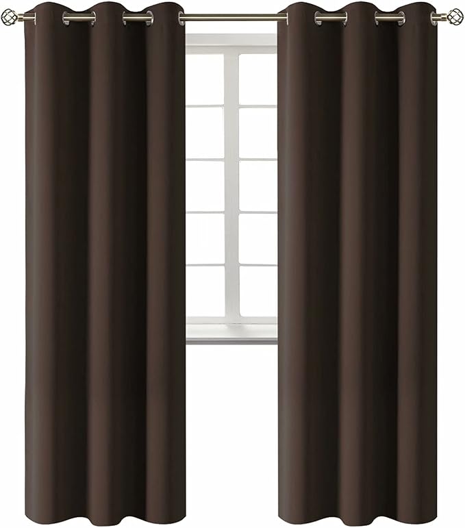 BGment Blackout Curtains for Living Room - Grommet Thermal Insulated Room Darkening Curtains for Bedroom, 2 Panels of 42 x 84 Inch, Brown