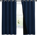 NICETOWN 100% Blackout Curtain Panels, Thermal Insulated Black Liner Curtains for Nursery Room, Noise Reducing and Cold Blocking Drapes for Windows (Navy Blue, Set of 2, 55-inch Wide by 68-inch Long)