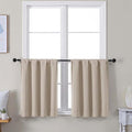 Simplebrand Ava Biscotti Beige Short 30 Inches Blackout Curtain 2 Panels Set, Half Window Rod Pocket Privacy Curtain Tiers for Kitchen, Curtains Blackout for Bathroom Shades, W30 x L30 Inch, Navy Blue