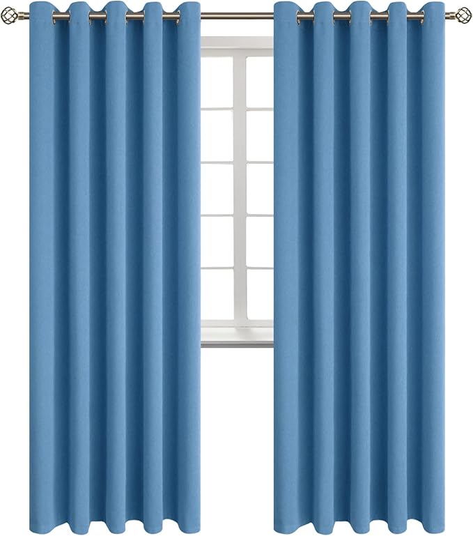 BGment Blackout Curtains - Grommet Thermal Insulated Room Darkening Bedroom and Living Room Curtains, Set of 2 Panels (70 x 84 Inch, Denim)