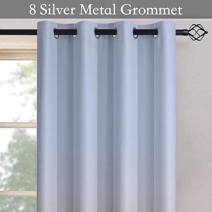 SimpleHome Ombre Room Darkening Curtains for Bedroom, Light Blocking Gradient Grey White to Burnt Orange Thermal Insulated Grommet Window Curtains/Drapes for Living Room,2 Panels, 52x84 inches Length