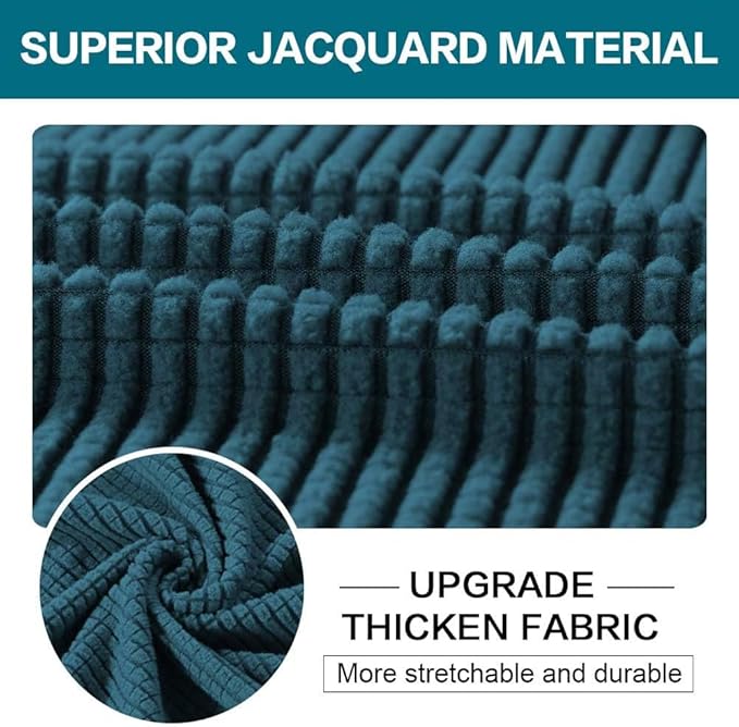 Turquoize 4 Piece Sofa Covers for 3 Cushion Couch Sofa Slipcover Soft Couch Cover for Dogs-Washable Sofa Furniture Covers with 3 Individual Cushion Covers, Jacquard Fabric (3 Cushion Sofa, Deep Teal)