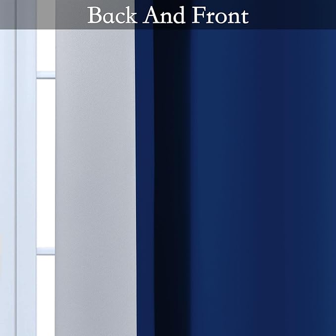 SimpleHome Ombre Room Darkening Curtains for Bedroom, Gradient Royal Blue to Grey White Light Blocking Thermal Insulated Grommet Window Curtain/Drapes for Living Room,2 Panels, 52x84 inches Length