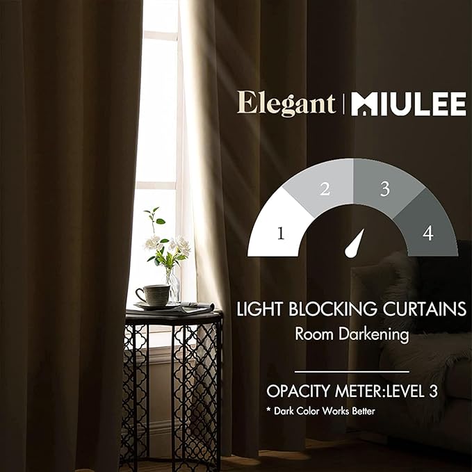 MIULEE Blackout Curtains for Bedroom Living Room Thermal Insulated Room Darkening Grommet Top Solid Light Blocking Drapery Set of 2 Window Panels 52 x 90 Inches Cream Beige
