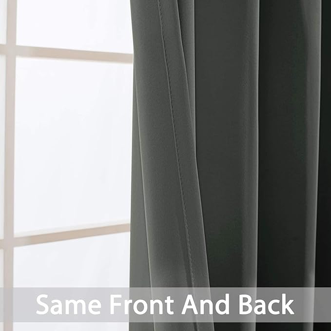 Yakamok Blackout Gray Curtains for Patio Sliding Door, Thermal Insulated Blackout Curtains for Bedroom Living Room Curtains 84 inches Long, Grommet Top Window Shades (Dark Grey, Set of 1 Panel)