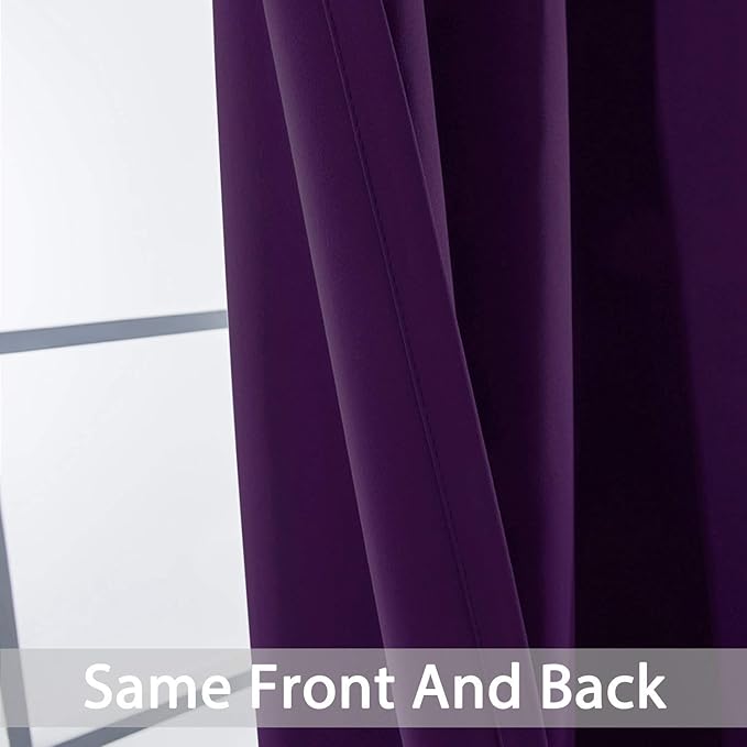 Yakamok Soft Room Darkening Grommet Window Drapes Thermal Insulated Light Blocking Blackout Curtains for Bedroom(52Wx96L,Purple,2 Panels)