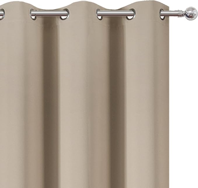 LEMOMO Khaki Thermal Blackout Curtains/42 x 84 Inch/Set of 2 Panels Room Darkening Curtains for Bedroom