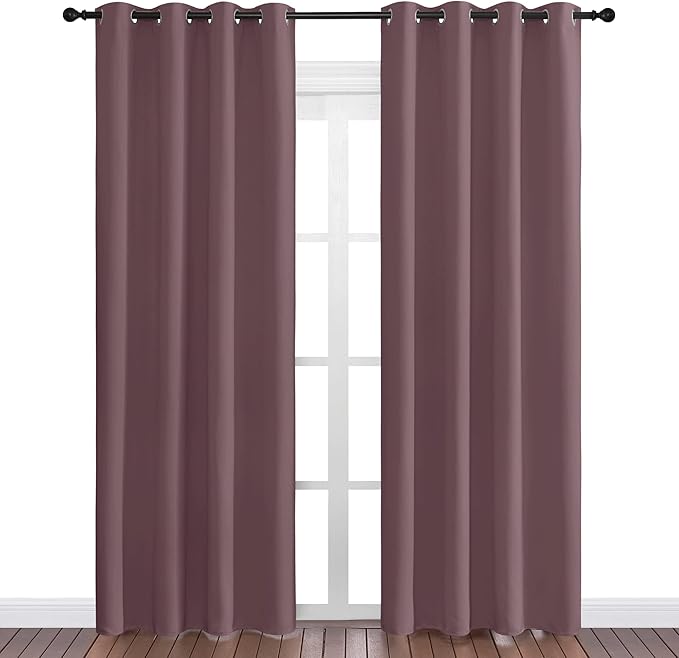 NICETOWN Dry Rose Blackout Curtains 86" Long for Office, Dining Room, 55" Wide, 2 Pieces, Guest Room, Sound Reducing Heat and Cold Block Curtain Panels for Modern Decorative