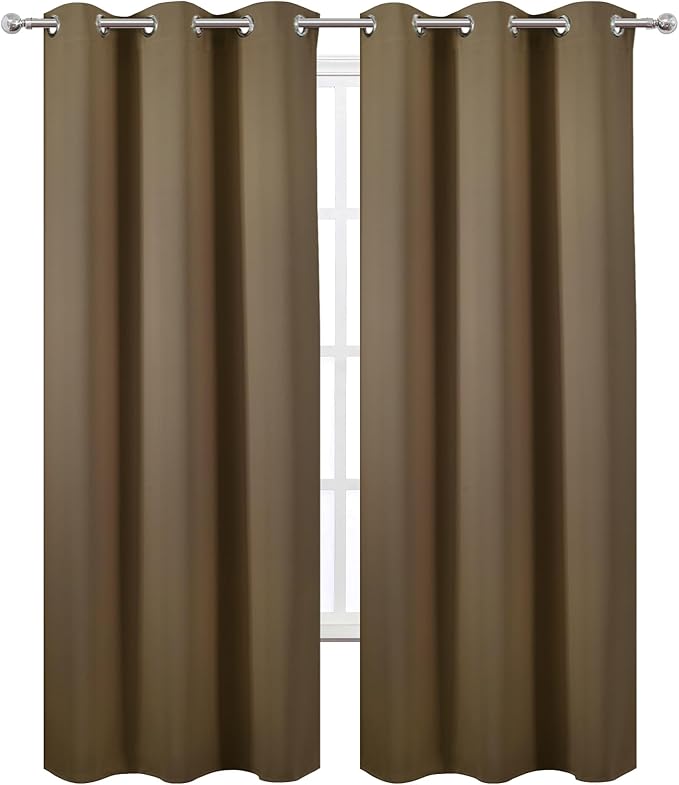 LEMOMO Brown Thermal Blackout Curtains/42 x 95 Inch/Set of 2 Panels Room Darkening Curtains for Bedroom