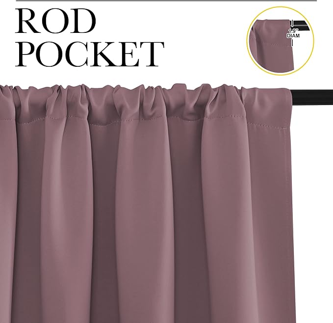 NICETOWN Kitchen Curtains, Short Blackout Curtains & Drapes, Small Window Draperies for Dining Room, Cupboard (Dry Rose, 42" W by 36" L, Set of 2)