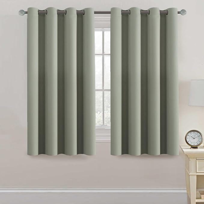 H.VERSAILTEX Light Blocking Curtain for Bedroom/Living Room, Energy Efficient Thermal Insulated Grommet Window Panel Curtains for Bedroom/Living Room, Light Sage, 52 by 63 inch Long, One Panel