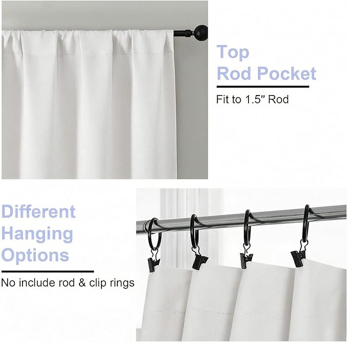 Simplebrand Ava Light Beige Light Filtering Curtains for Bedroom 84 Inch Length 2 Panels Set, Solid Thermal Insulated Privacy Nursery Window Treatment Curtains, W40 x L84 Inch, Light Beige