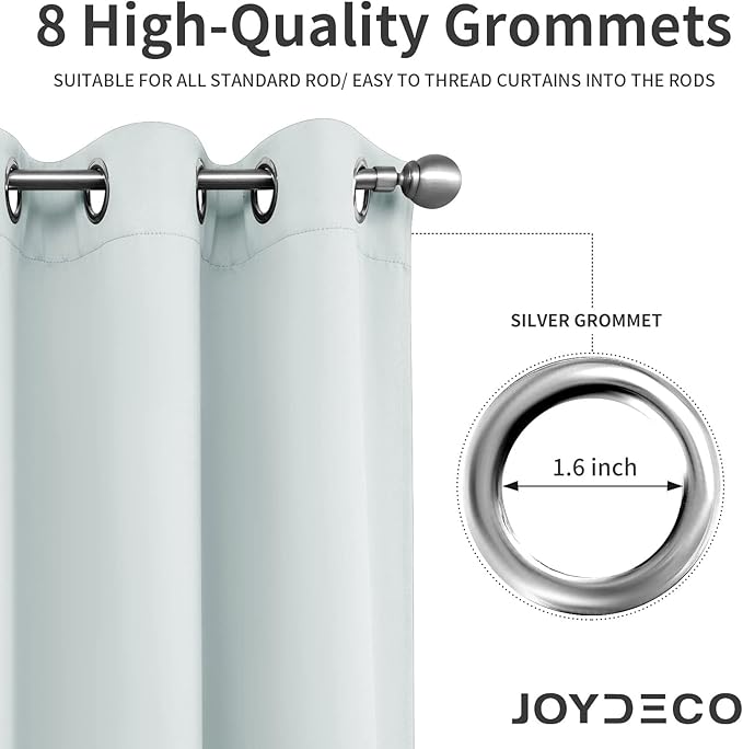 Joydeco White Curtains 108 Inches Long 1 Panel, Thermal Insulated Long Curtains& Drapes 1 Piece, Room Darkening Grommet Drapes for Living Room Bedroom Window (W70 x L108 Inch, Greyish White)