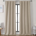 Simplebrand Ava Biscotti Beige Blackout Curtains for Bedroom 96 Inches Long 2 Panels, Solid Thermal Insulated, Energy Saving Nursery Window Treatment Curtains Blackout Drapes, W50 x L96 Inch