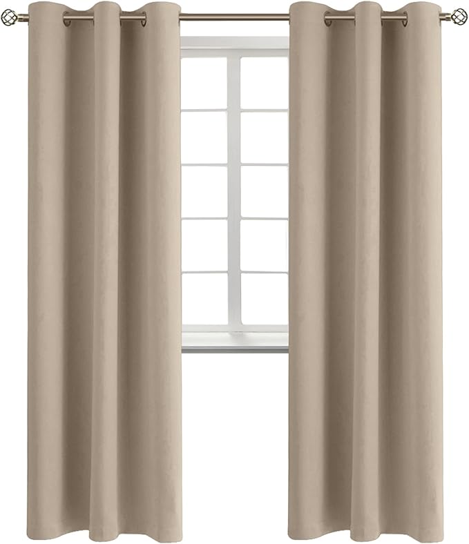 BGment Blackout Curtains - Grommet Thermal Insulated Room Darkening Bedroom and Living Room Curtains, Set of 2 Panels (42 x 84 Inch, Sand)