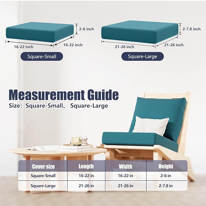 8Pcs Stretch Patio Cushion Covers, Outdoor Couch & Sofa Replacement Slipcovers for Patio Furniture Cushion Covers, Washable Reusable Furniture Protector