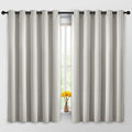 Yakamok Blackout Curtains Room Darkening Thermal Insulated Window Panels,Solid Grommet Top Drapes for Bedroom/Living Room(62Wx63L, Light Beige, 2 Panels)