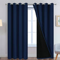Yakamok Navy Blue 100% Blackout Curtains Energy Saving Thermal Insulated 2 Thick Layers Completely Blackout Drapes with Black Liner for Bedroom (52Wx90L, Navy Blue, 2 Panels)