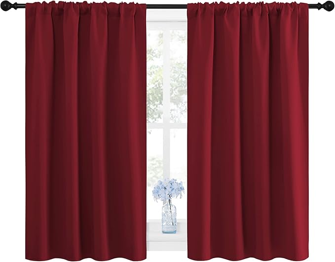 NICETOWN Burgundy Curtains Blackout Drape Panels - Lights Block Out Window Treatment Curtain Sets for Home Decoration on Christmas & Thanksgiving Day (Set of 2 Panels, 42 by 48-Inch)