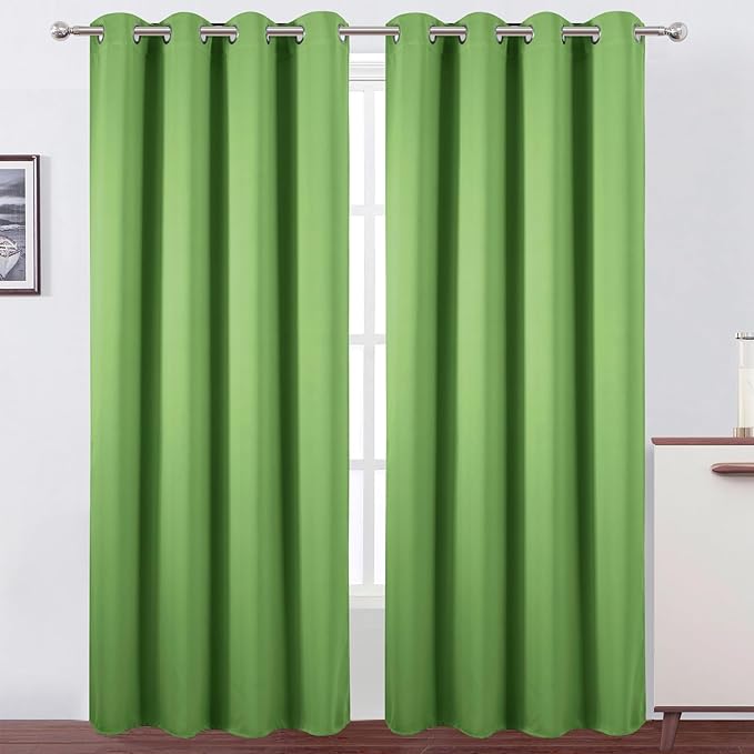LEMOMO Blackout Curtains 52 x 90 Inch Long Light Green Curtains Set of 2 Panels Room Darkening Curtains for Bedroom and Living Room