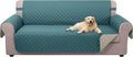 U-NICE HOME Large Sofa Cover Reversible Couch Cover for Dogs with Elastic Straps Water Resistant Furniture Protector for Pets Couch Cover for 4 Cushion Couch (Oversized Sofa, Blue/Beige)