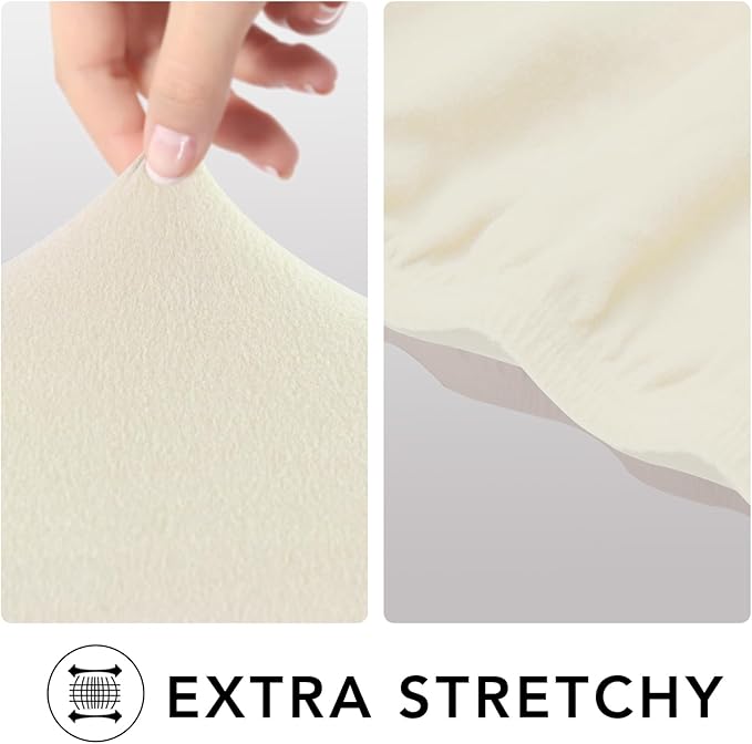 PureFit Super Stretch Sofa Slipcover – Spandex Non Slip Soft Couch Sofa Cover, Washable Furniture Protector with Non Skid Foam and Elastic Bottom for Kids, Pets (Oversized Loveseat, Ivory)