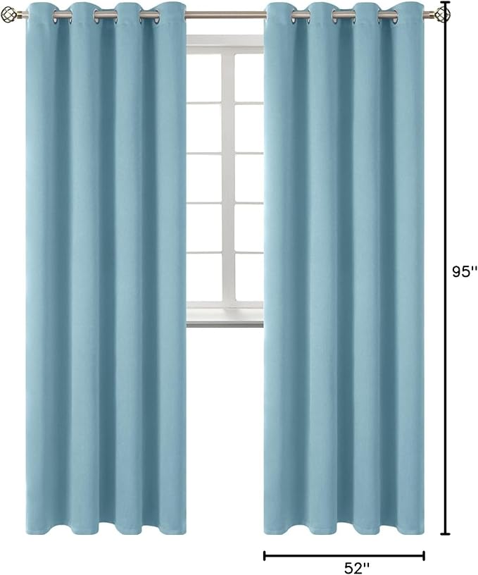 BGment Room Darkening Curtains 95 Inches Long - Grommet Thermal Insulated Drapes Window Treatment Curtains for Bedroom, 2 Panels, 52 x 95 Inch, Greyish Blue
