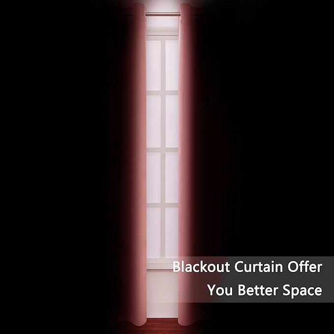 LEMOMO Blackout Curtains 66 x 95 inch/Coral Curtains Set of 2 Panels/Thermal Insulated Room Darkening Bedroom Curtains