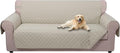 U-NICE HOME 4 Seater Sofa Cover 91 Inch Large Couch Covers for 4 Cushion Couch with Elastic Straps Water Resistant Furniture Protector Cover for Pets Cat (Sofa XX-Large, Beige/Beige)