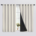 SimpleHome 100% Blackout Curtains for Bedroom,Thermal Insulated Cream Grommet Window Drapes Room Darkening Curtains for Living Room with Black Back,62 x 63 Inch,2 Panels