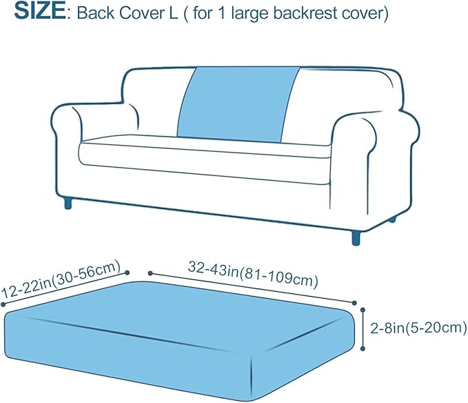Smiry Printed Couch Cushion Covers, Stretch Soft Couch Covers for Sofa, Washable Non-Slip Sofa Slipcover Furniture Protector for Indoor and Outdoor (Backrest L, Beige)