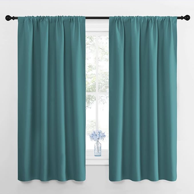 NICETOWN RV Blackout Curtains for Camper Windows, Sea Teal, 29" Wide by 50" Long, 2 PCs, Short Blackout Curtains & Drapes, Thermal Insulated Blackout Curtain Panels for Kids Room, Play Room