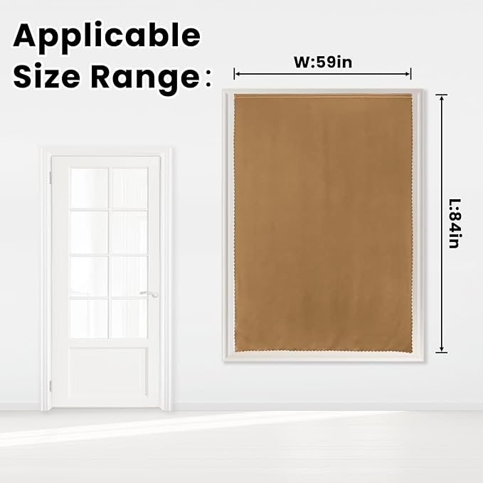 Self Adhesive Curtains, Stick Curtain Blackout Shades Window Cover Curtains for Living Room No Drilling, 59" W X 84" L, Brown, 1 Panel