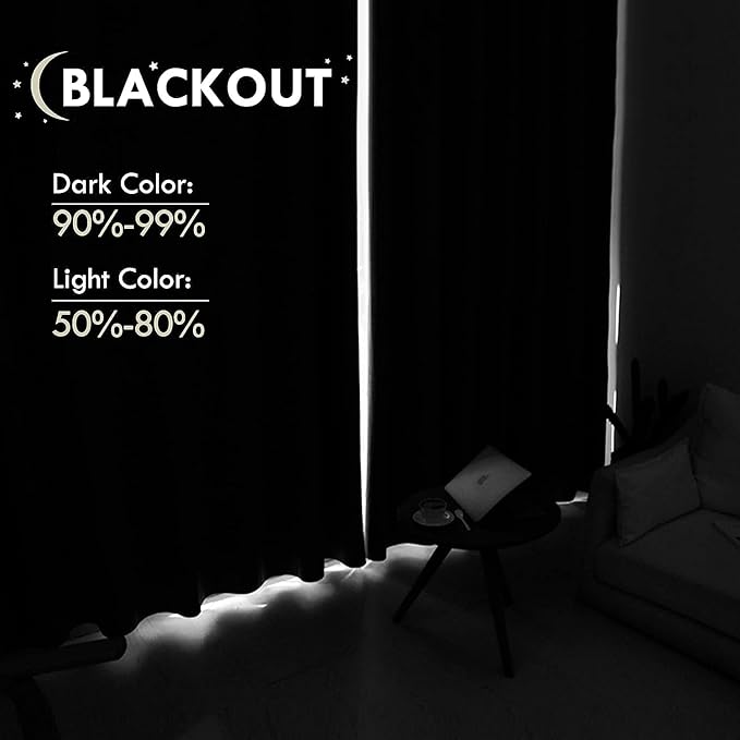 DWCN Blackout Curtains Room Darkening Thermal Insulated Bedroom Curtains Window Curtain Panels, 52 x 84 inches Long, Set of 2 Yellow Rod Pocket Drapes