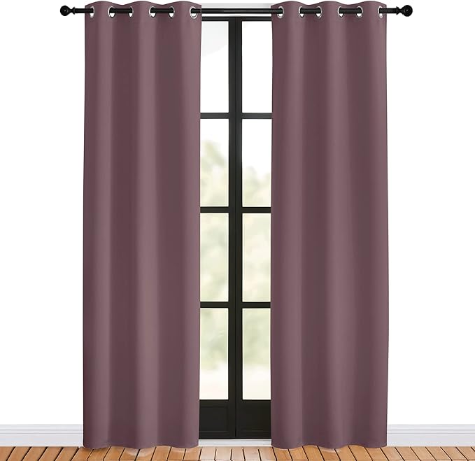 NICETOWN Blackout Curtains for Bedroom, Dry Rose, 34 W by 80 L, Set of 2, Thermal Insulated Curtains & Drapes with Grommet Top for Living Room, Privacy Window Treatment Draperies