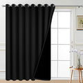 Yakamok 100% Blackout Thermal Insulated Sliding Door Curtains, Noise Reducing Sliding Glass Doors, Patio Door Drapery Room Divider Curtains, Black, W100 x L96, 1 Panel