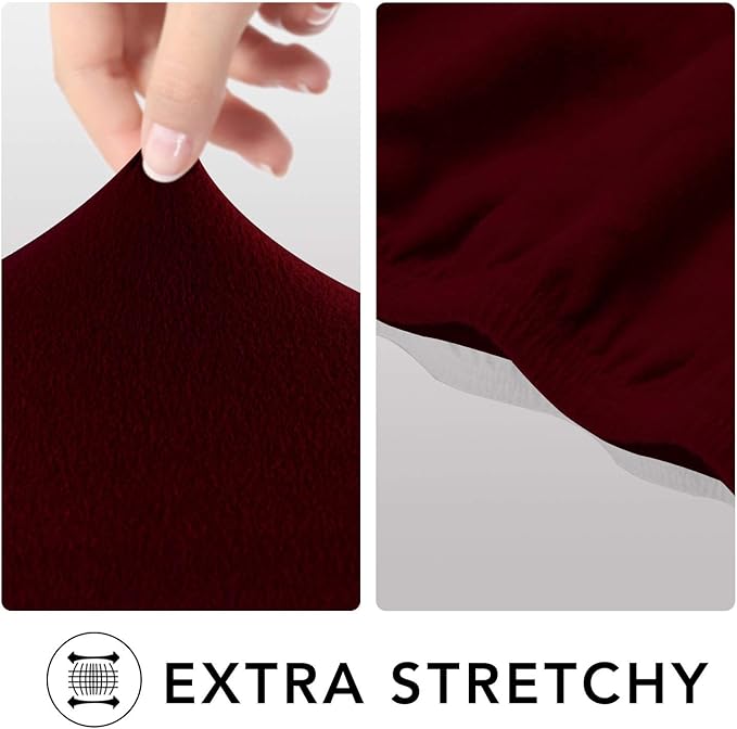 PureFit Super Stretch Sofa Slipcover – Spandex Non Slip Soft Couch Sofa Cover, Washable Furniture Protector with Non Skid Foam and Elastic Bottom for Kids, Pets （Loveseat, Wine）