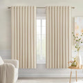 MIULEE Cream Beige Back Tab Light Blocking Curtains 63 Inch Length 2 Panels Set for Living Room Bedroom Privacy, Rod Pocket/Pinch Pleat Thermal Insulated Room Darkening Pleated Blackout Drapes