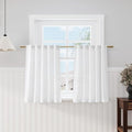 Short White Curtains 40 Inch Length for Small Window - Linen Semi Sheer Curtain with Back Tab and Rod Pocket Light Filtering Front Door Drapes for Cafe Bedroom Kitchen, 2 Panels Set 29 X 40 Inch