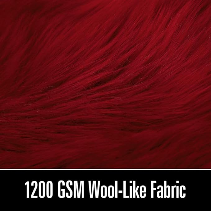 LOCHAS Soft Fluffy Faux Fur Rugs for Bedroom Bedside Rug 3x5 Feet, Washable, Furry Sheepskin Area Rug for Living Room Girls Room, Luxury Shag Carpet Home Decor, Red