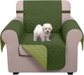 U-NICE HOME Recliner Chair Covers Reversible Chair Cover Pet Covers for Dogs with Elastic Straps Water Resistant Diamond Quilted (23''Armchair, Huntergreen/Sage)