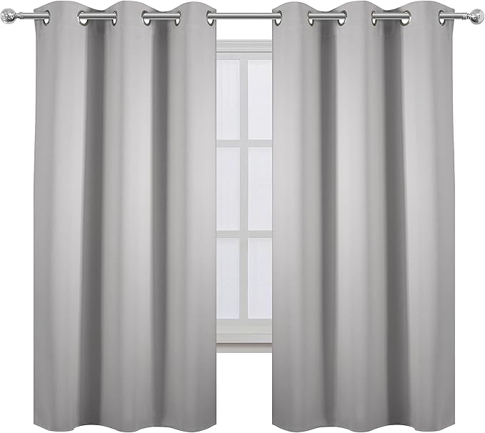 LEMOMO Light Grey Blackout Curtains 34 x 54 Inch Length/Set of 2 Curtain Panels/Thermal Insulated Room Darkening Blackout Curtains for Bedroom